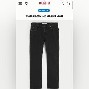 Hollister Black Washed Slim Straight Jeans NWOT
